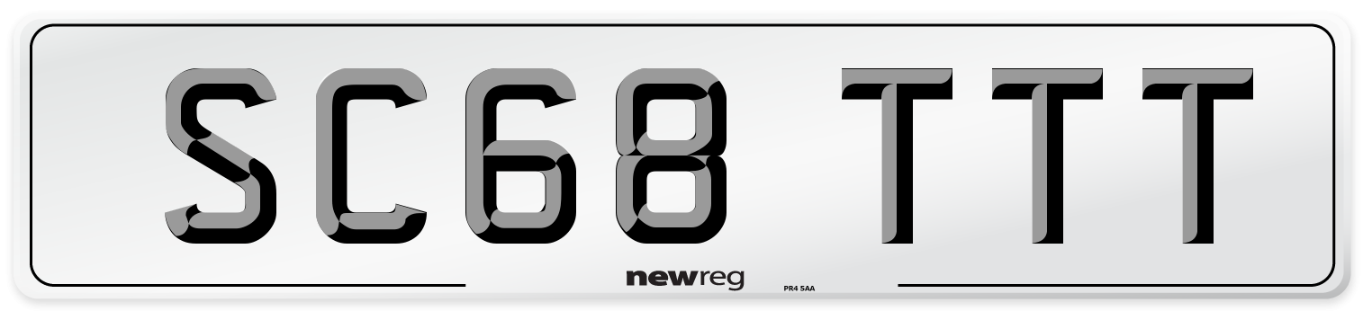 SC68 TTT Number Plate from New Reg